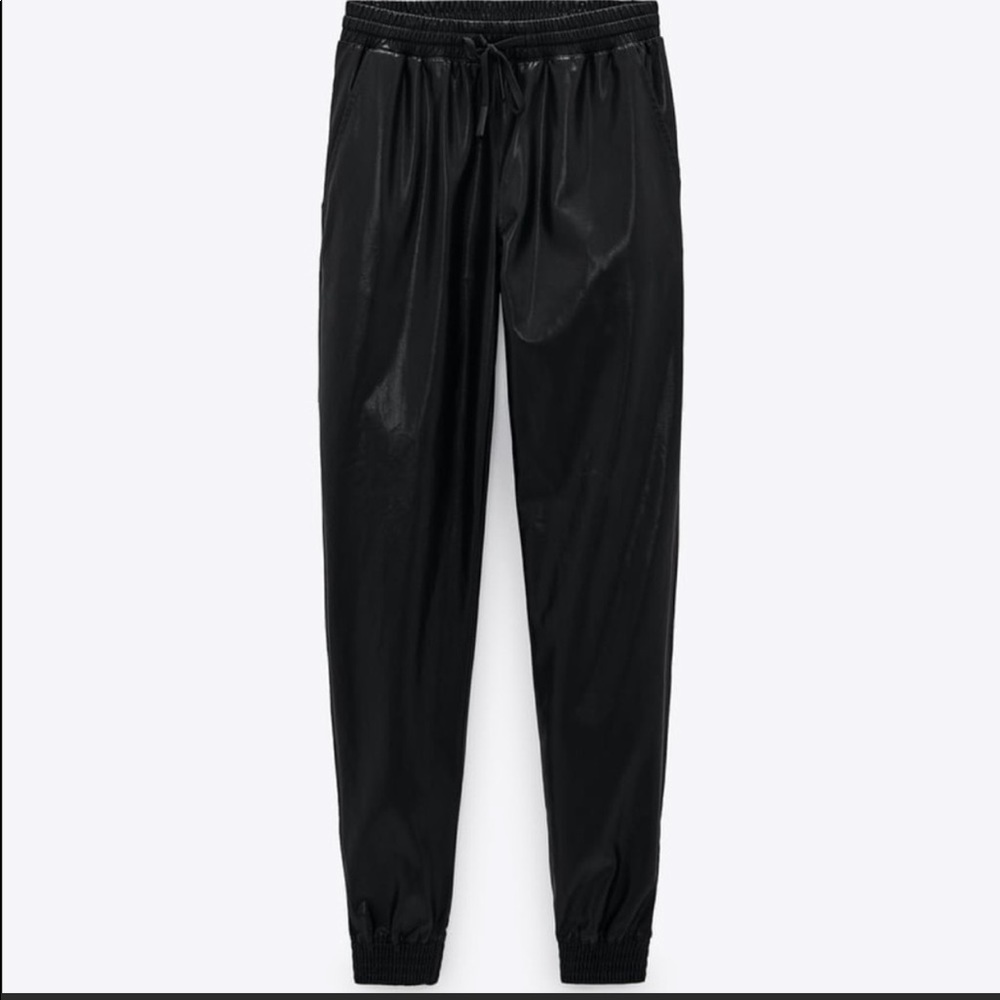 Faux leather joggers